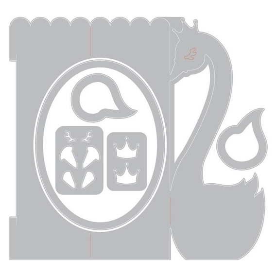 SIZZIX Stanzform Präge Stanzschablone Cutting Die, Card Swan Fold-a-Long 663617