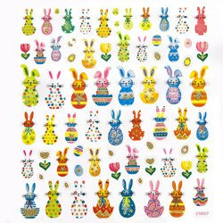 DPCraft Aufkleber, Ostern, bunte Hasen, Eier 71Stück