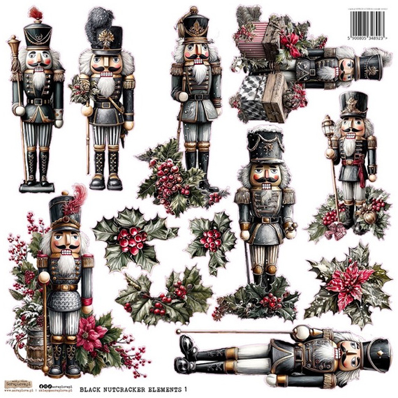 AUFKLEBER papier - ScrapLove -Black Nutracker Elements 1 - Schwarzer Nussknacker