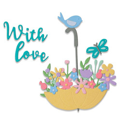 SIZZIX Stanzform Präge Stanzschablone Cutting Die, Flowers in Umbrella