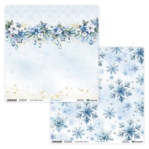 SCRAPANDME Set von 6St 30x30 doppelseitig Scrapbooking Papier - Winter Sparkle