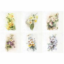 ITD Reispapier Decoupage SET Bastelpapier,  Narzissen, Narzissen, Margeriten RSM074 