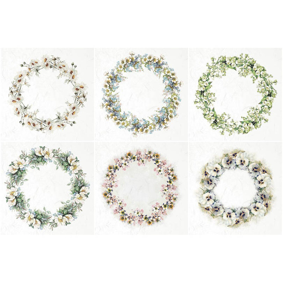 ITD - Reispapier-Set - RSM057- Blumen, Blumengirlanden