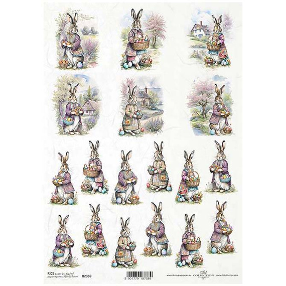 ITD Reispapier Decoupage Bastelpapier Serviettentechnik-R2369 Osterhasen