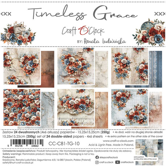 Scrapbooking Papier Set 15x15 - Craft o'clock - Timeless Grace