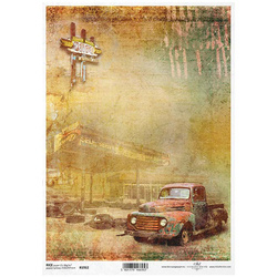 ITD Reispapier Decoupage Bastelpapier Serviettentechnik,  R1912 altes Auto