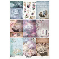 ITD Reispapier Decoupage Bastelpapier R2031 Zartrosa Hintergründe, Blau, Lila, Beige