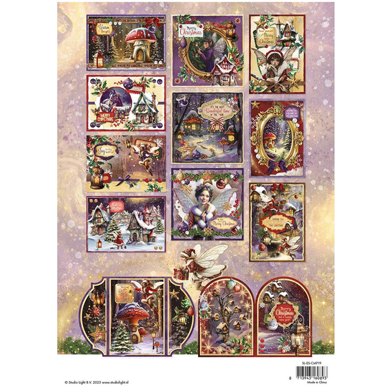 STUDIO LIGHT A4 Papierset + Elemente Scrapbooking Papier, Fairy Christmas