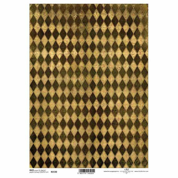 ITD Reispapier Decoupage Bastelpapier Serviettentechnik-R1530 - A4 Hintergrund Rauten