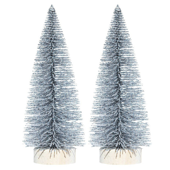 Silberne Glitzer-Weihnachtsbäume 8 cm - 2 Stück