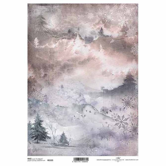 Reispapier für Decoupage A4 - Winterberg Collage - R1523 - Itd Collection