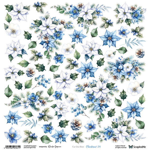 Scrapbooking-Papier - ScrapAndMe - Christmas 24 - Motivbogen - 30x30 cm 
