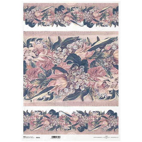 ITD Reispapier Decoupage Bastelpapier A3 Stoff, Blumenstrauß R956L