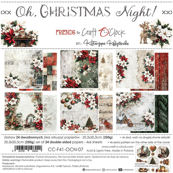 Scrapbooking Papier Set 20x20 - Craft o'clock -  Oh Christmas Night