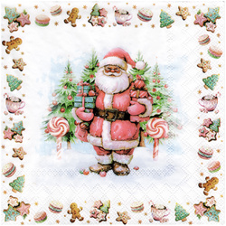 Serviettentechnik Motivserviette - 1 Stück - Decoupage Serviette 33x33 cm - Santa sweets