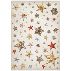 Reispapier Decoupage Bastelpapier A4 - Stamperia - Gear Up Sterne