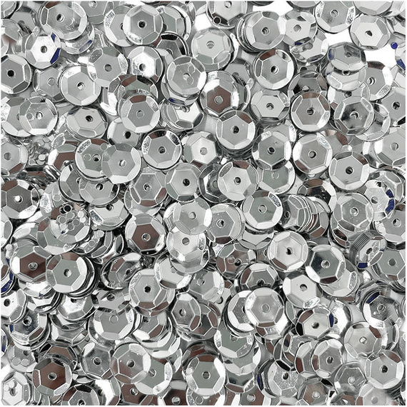 LOVEART SEQUINS für Handwerk Runde Lose metallic Pailletten 9mm/15g, silbern