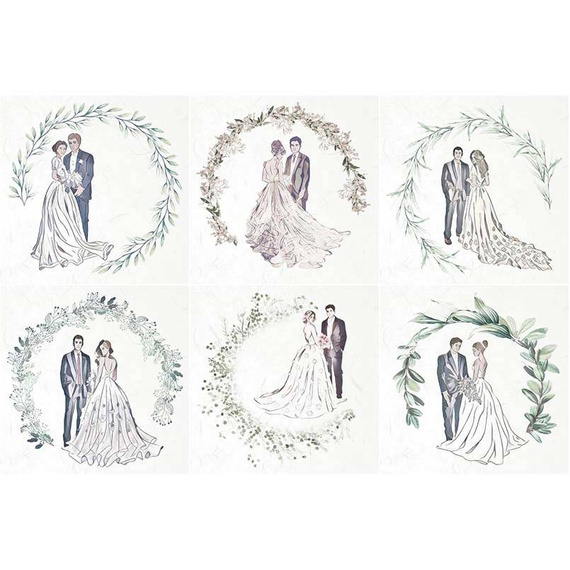 ITD Reispapier Decoupage SET Bastelpapier, Bräute und Bräutigame RSM064