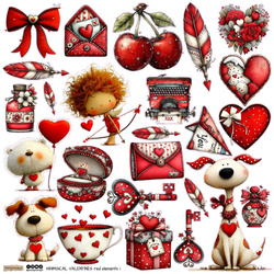 AUFKLEBER ScrapLove Dekor Stickers  - Whimsical Valentines Red Elements 1