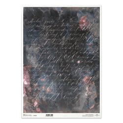 Reispapier für Decoupage A3 - Schrift, Vintage, dunkler Hintergrund - R1550L - Itd Collection 