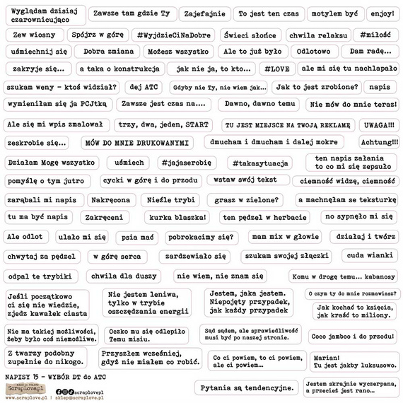 AUFKLEBER ScrapLove Dekor Stickers -15 ATC-Untertitel in PL