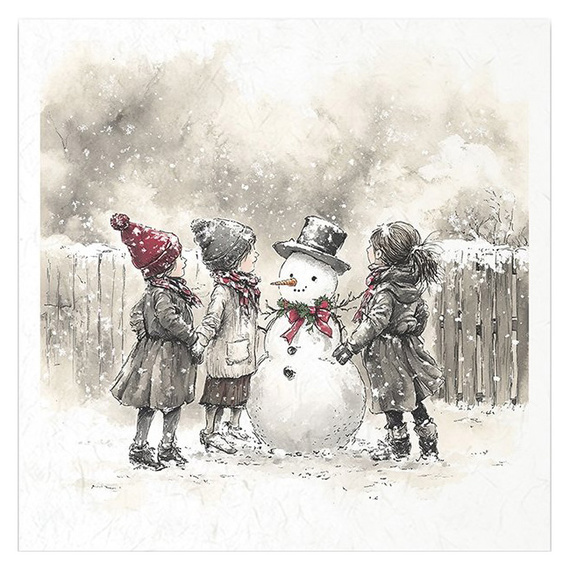 Reispapier-Set - Kinder, Weihnachtsbaum, Schneemann, Schlitten, Winter - RSM201 - Itd Collection