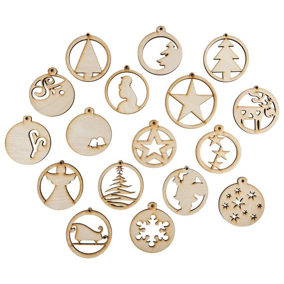 HOLZKUGEL Anhänger aus Holz, Ornament Weihnachtskugel 6 cm - Weihnachtsstäbchen