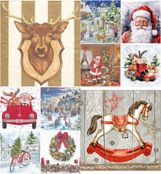 Serwetka 33x33cm - Red Stocking - czerwone skarpety na prezenty - Boże Narodzenie