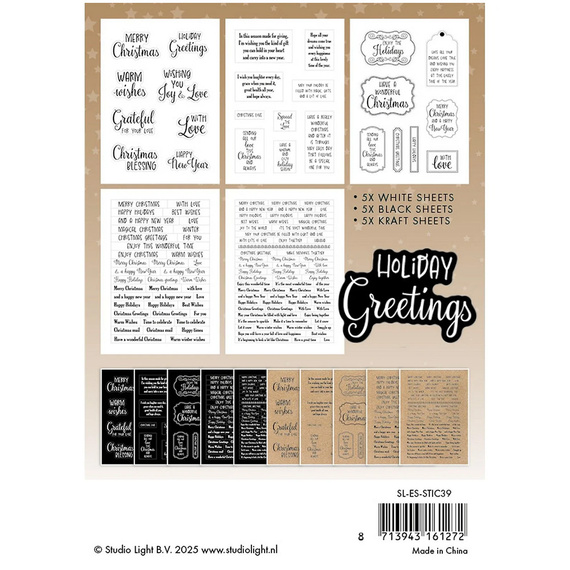 STUDIO LIGHT AUFKLEBER Dekor Stickers Scrapbooking - X-mas Sentiments