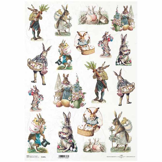 ITD Reispapier Decoupage Bastelpapier A3 Ostern Häschen 1009L