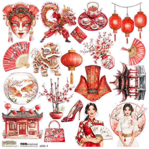 AUFKLEBER ScrapLove Dekor Stickers - Asia 4 Japan