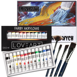 LOVEART Acrylfarben 12x12ML Acrylset Farben Farbenset Künstlerfarbe Malfarben