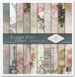 ITD COLLECTION Setz 11Stk 30x30cm Scrapbooking Papier - Flower Post - Rose