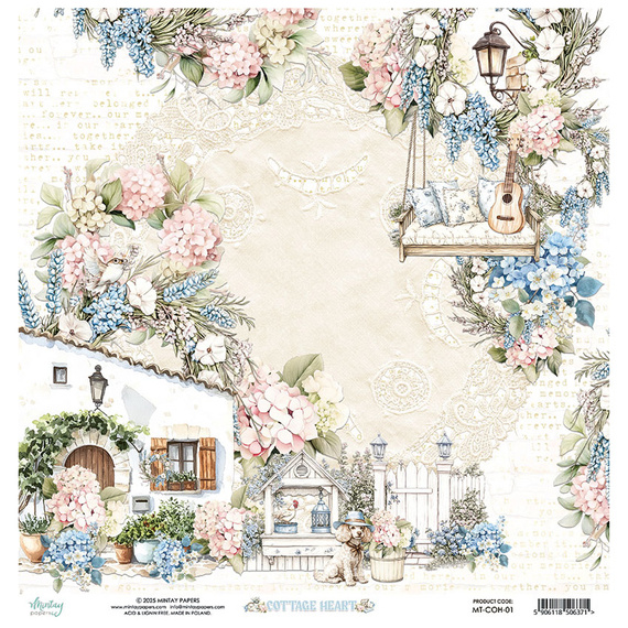 Scrapbooking Papier 30x30 - Mintay - Cottage Heart 01