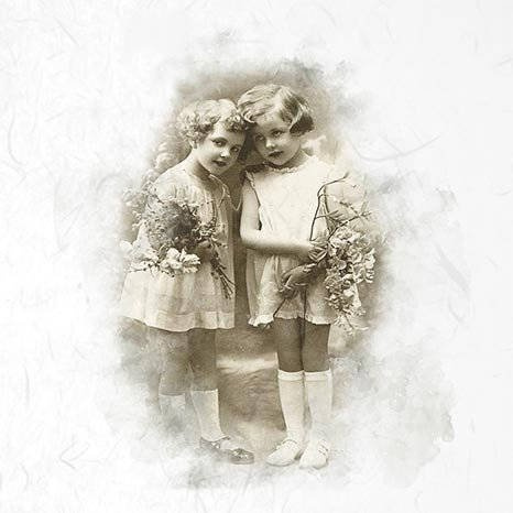 Reispapier-Set, retro vintage, Mädchen - ITD 6tlg 