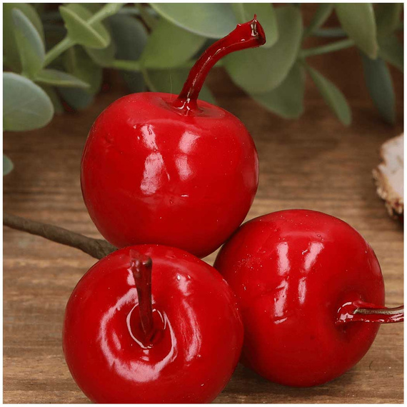 Lackierte Äpfel am Draht - 3 Stück - Dekorative Früchte