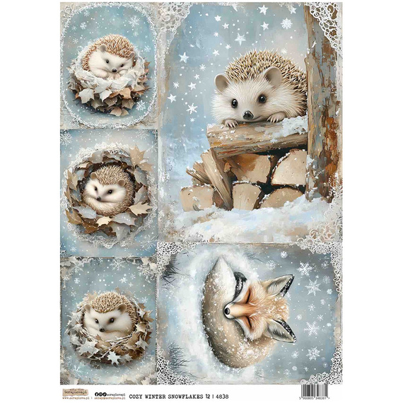 Reispapier A4 - ScrapLove - Cozy winter Snowflakes 12 - Verschneiter gemütlicher Winter