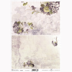 ITD Reispapier Decoupage Bastelpapier Softpapier Serviettentechnik, Veilchen, pastellfarbene Hintergründe R2176