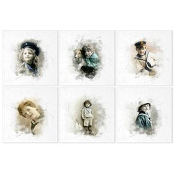 Reispapier-Set - ITD RSM020 6 Stück Retro-Porträts von Jungen