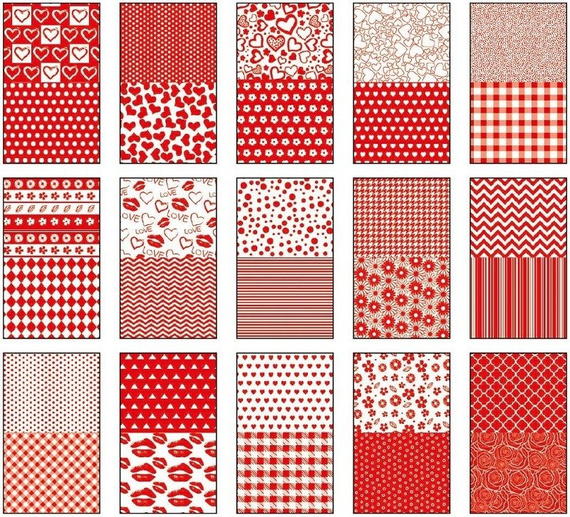 HAPPY COLOR Motivblock 15 Blatt Scrapbooking Papier 80g A4, Rot Valentinstag