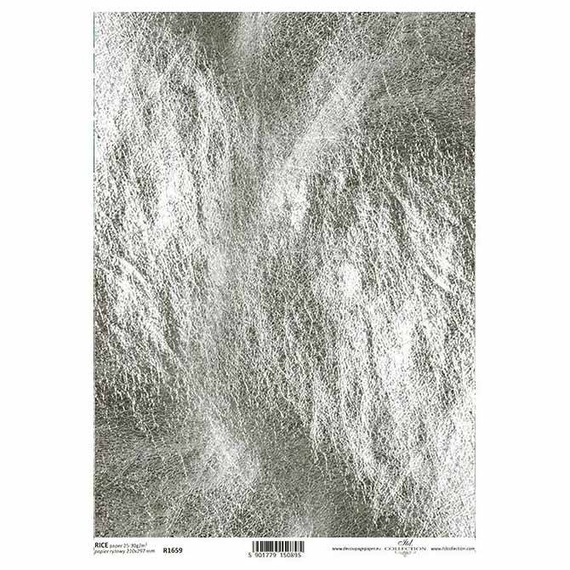 ITD Reispapier Decoupage Bastelpapier Serviettentechnik-R1659 - A4 silbergrauer Hintergrund