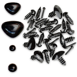 Plastikaugen und -nasen Schwarz 30Stk. - Größen mischen