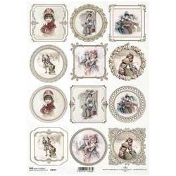 ITD Reispapier Decoupage Bastelpapier, Vintage-Rahmen, Winterlandschaften R2117 