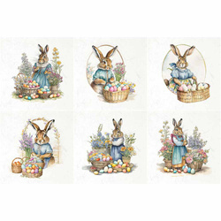 Reispapier-Set - ITD - RSM119 Hasen mit Ostereiern