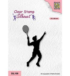 Transparent Stempel Motivstempel Clear Stamp - Nellie`s - SIL100 Tennisspieler