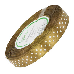  Gepunktetes Satinband 12 mm - gold 145 - 23 m - Dekoband