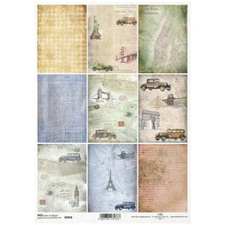 ITD Reispapier Decoupage Bastelpapier R2038 Stadtplan, Architektur, berühmte Orte