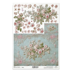 Reispapier Decoupage Bastelpapier für Decoupage A4 R2615 3D Blumen