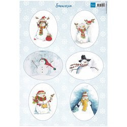 Arkusz A4 - Marianne Design -Snowman ovals - Schneemänner, Winter, Schnee