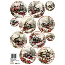 Reispapier A4 - ScrapLove - Medallion Christmas Train 1 - Medaillons Weihnachtszug